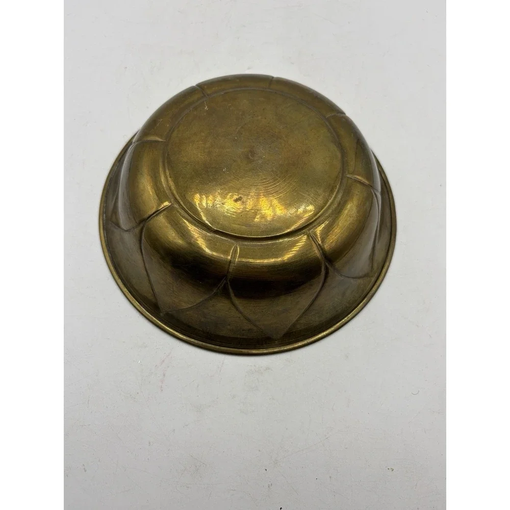 Vintage Brass Lotus Flower Bowl Trinket Dish Decorative Catchall 7